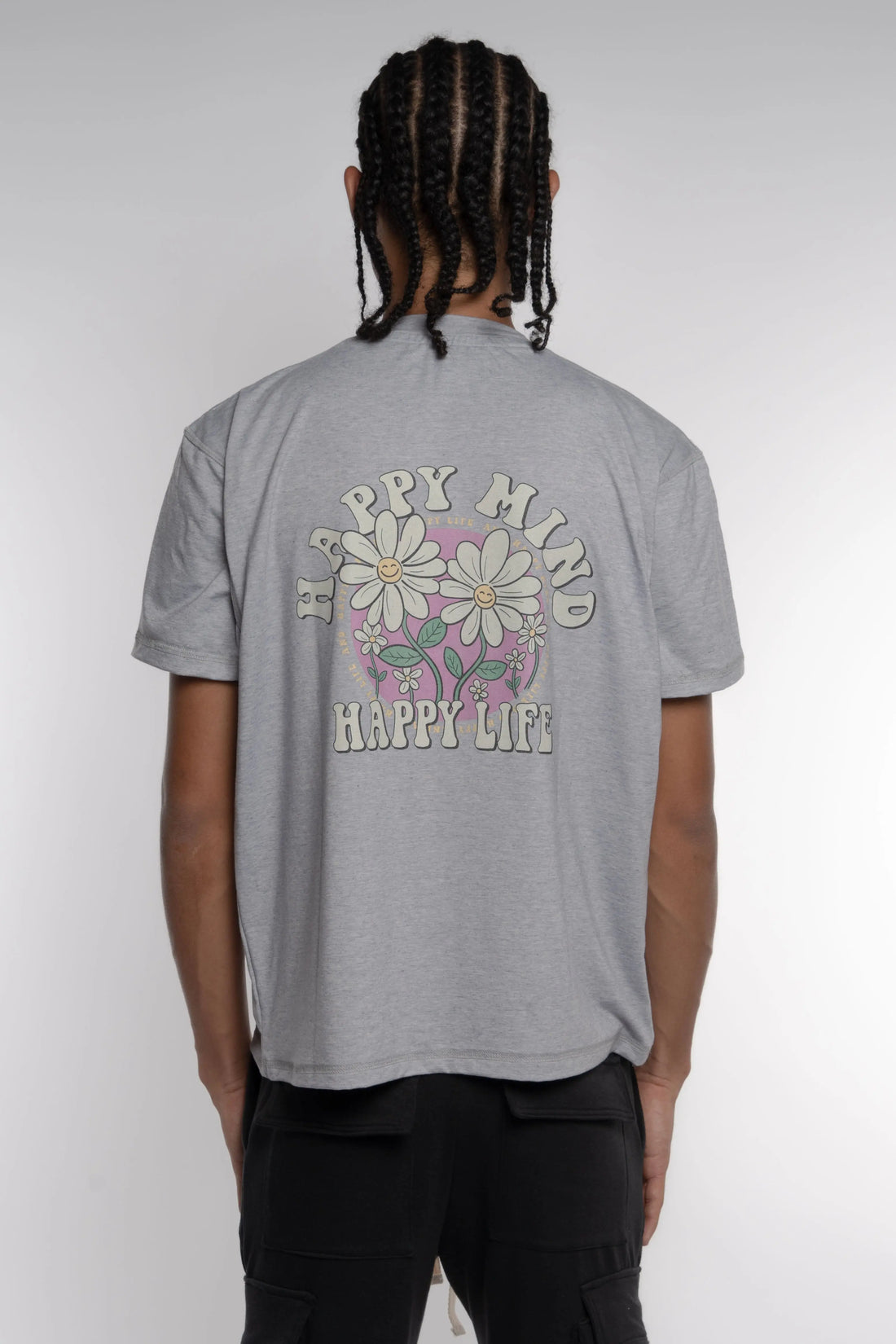Playera Gris Happy Mind Young God Mexico
