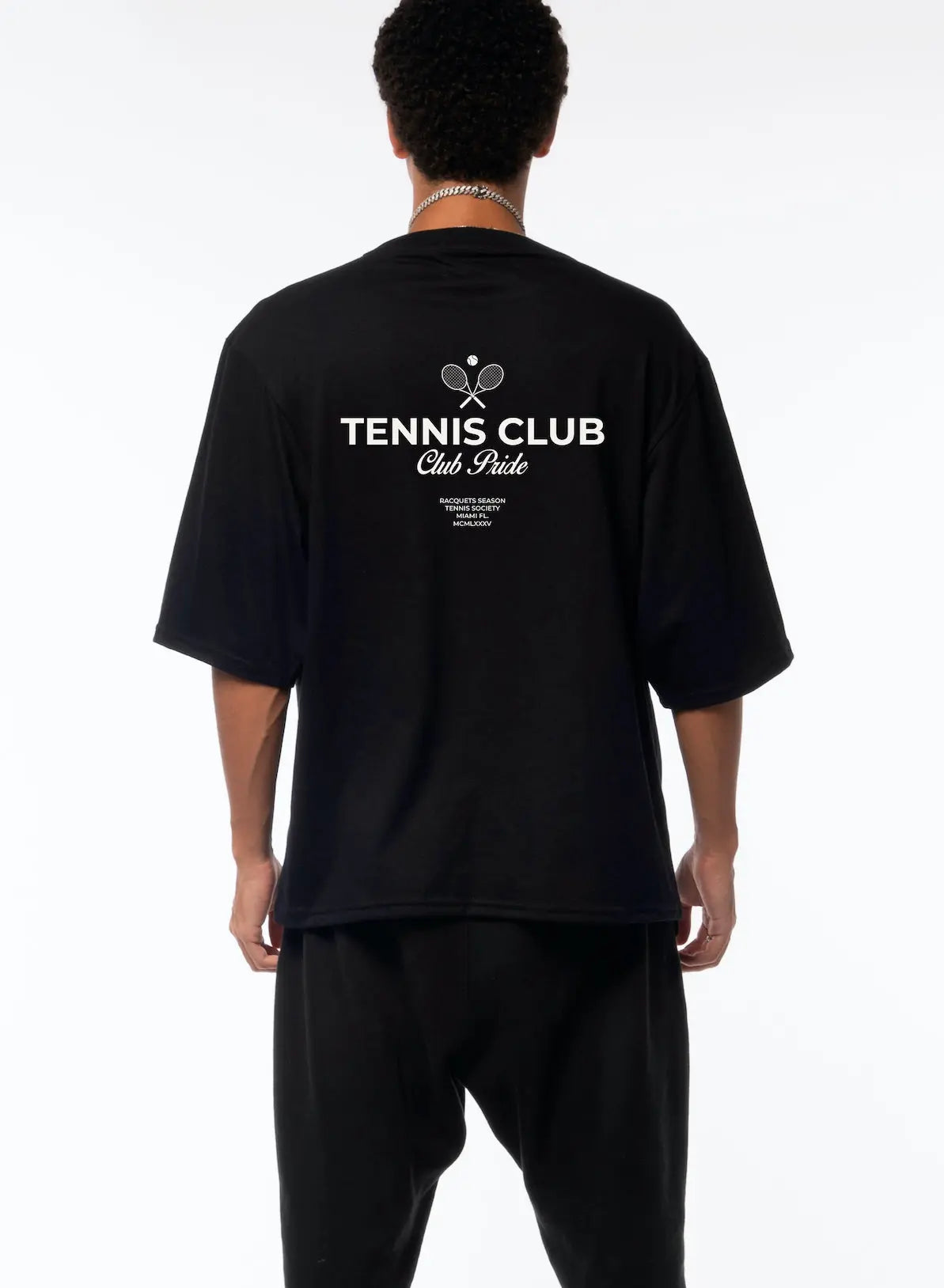 Playera negra &quot;Tennis Club&quot; Young God Mexico